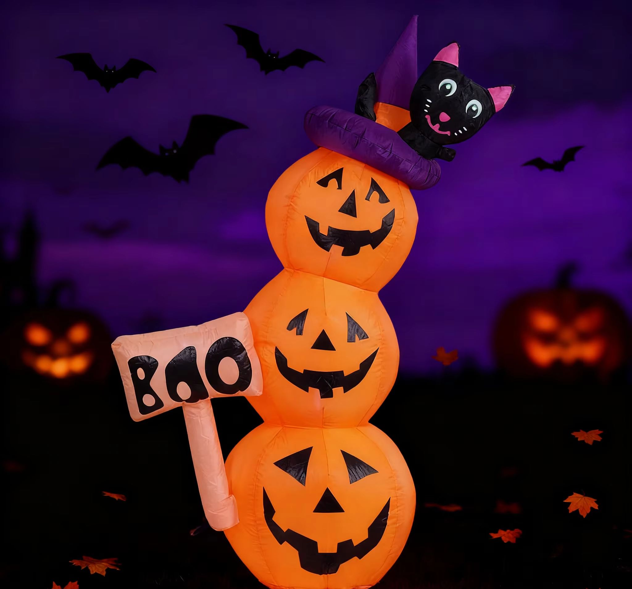 Halloween Pumpkin Decor Led - Decorazione da Giardino Gonfiabile di Halloween