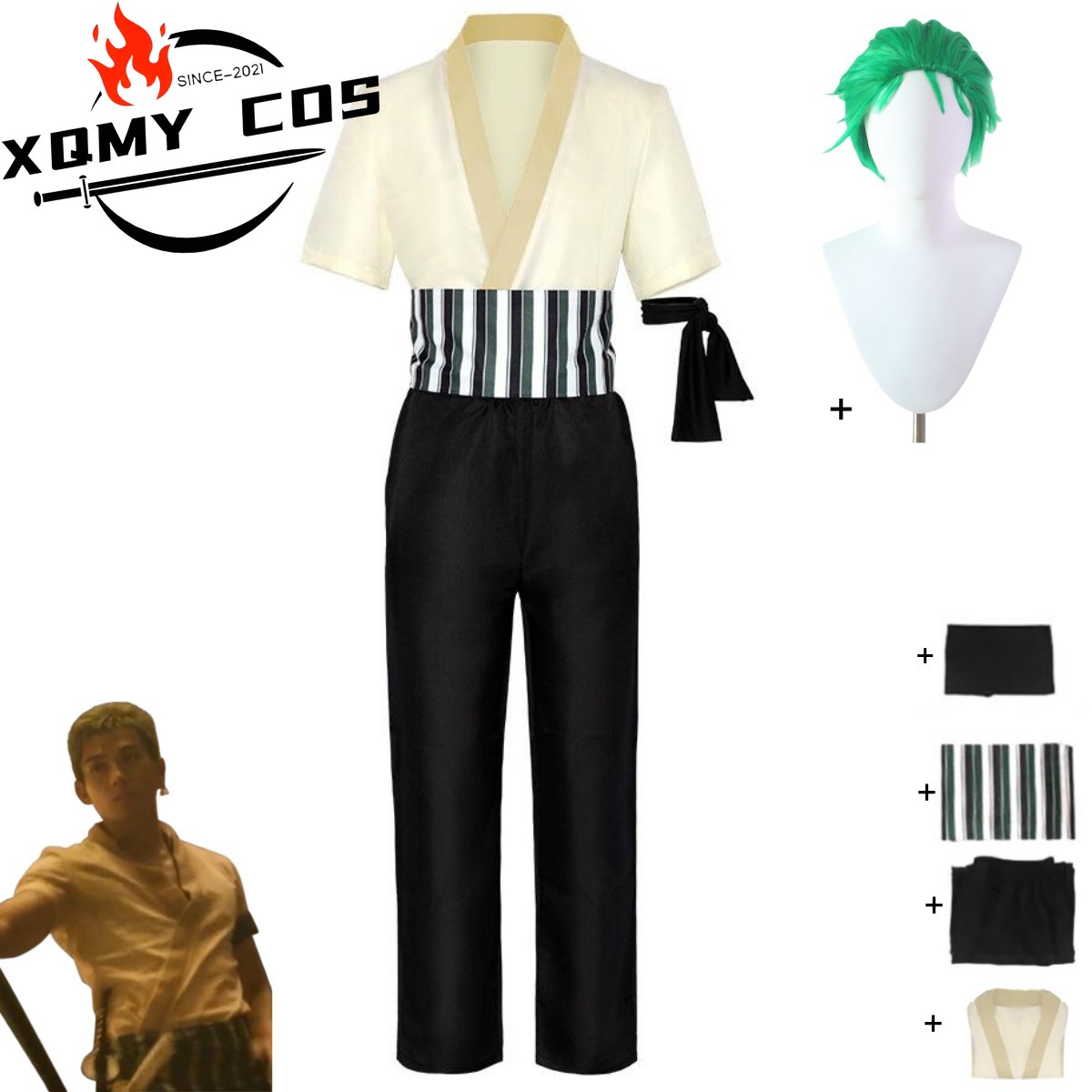 Halloween Costume Kids - XqNew Anime Movie Roronoa Zoro Costume