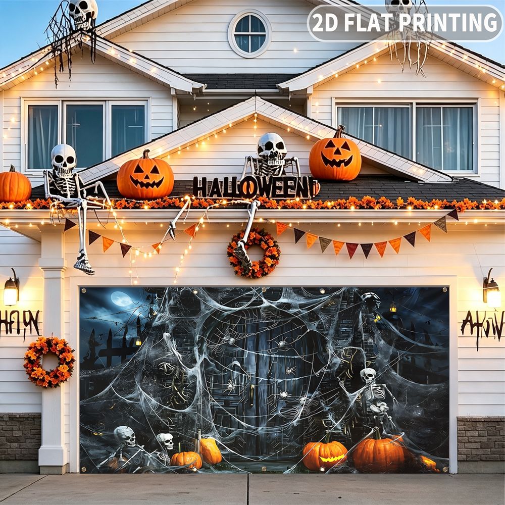 Spider Web Halloween Decoration - 1 pezzo di striscione piatto 2D