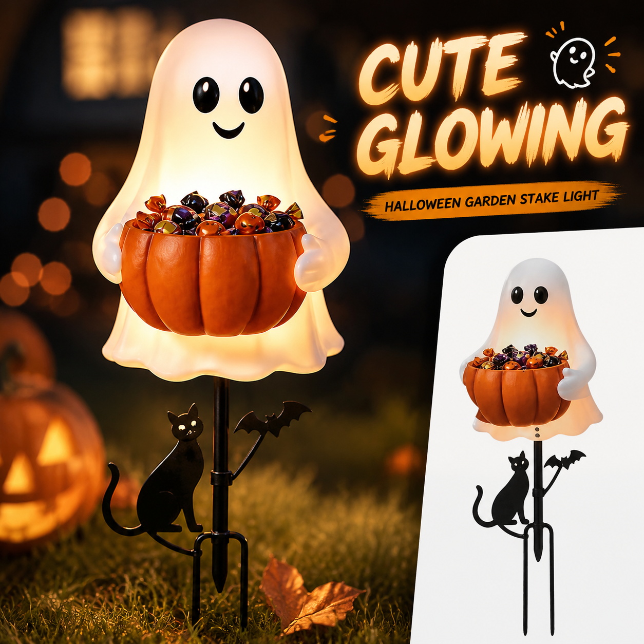 Porta Caramelle a Forma di Fan - Halloween Pumpkin Decor Led recensione e prezzo