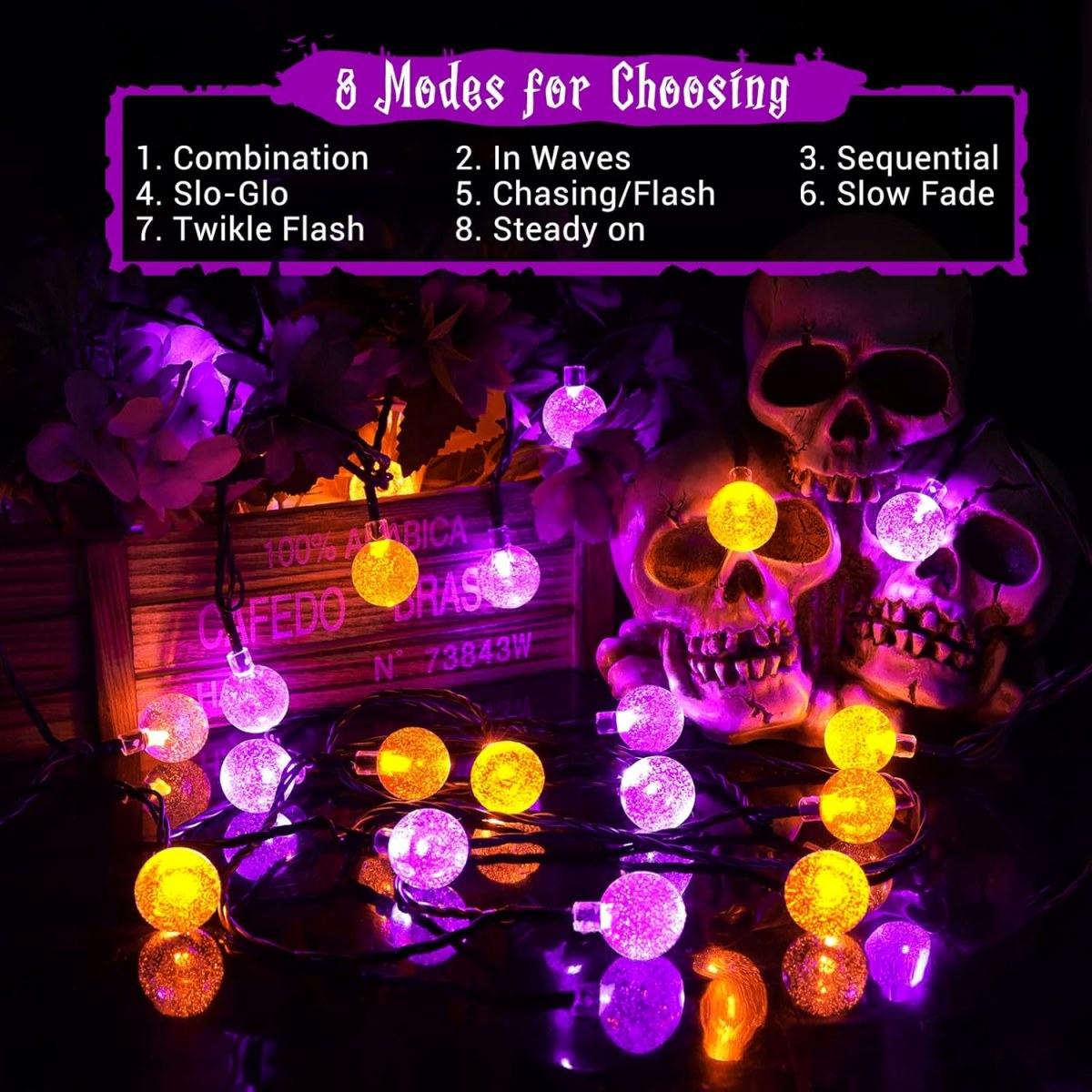 1pc 12m 100 LED Halloween Viol - Halloween Led String Lights Orange recensione e prezzo
